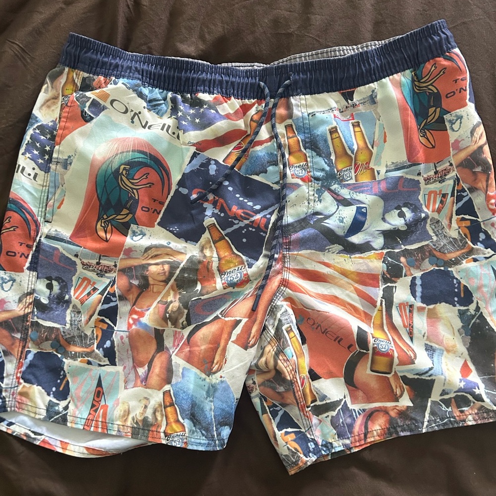 O'Neill Blue and Orange Board Shorts Vibrant Swimwear